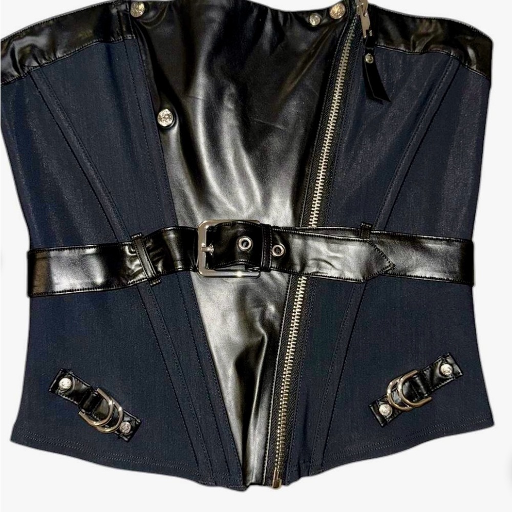 Black Corset with Belt and Zipper